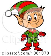 Poster, Art Print Of Cartoon Presenting Happy Male Chistmas Elf