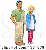 Clipart Of A Cartoon Suburban Husband Standing With His Pregant Wife Royalty Free Vector Illustration by Clip Art Mascots