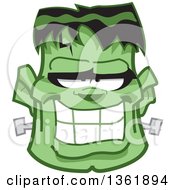 Clipart Of A Cartoon Halloween Frankenstein Face Royalty Free Vector Illustration by Clip Art Mascots #COLLC1361894-0189