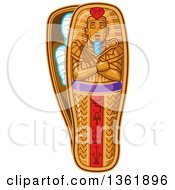 Clipart Of A Cartoon Ancient Egyptian Sarcophagus Opening And Revealing A Pharaohs Mummy Royalty Free Vector Illustration
