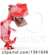 Poster, Art Print Of 3d Red Tyrannosaurus Rex Dinosaur Roaring Cropped On A White Background