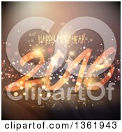 Clipart Of A 2016 Happy New Year Greeting With Flares And A Reflection Royalty Free Vector Illustration