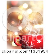 Poster, Art Print Of 3d Steamy Snowflake Christmas Mug With A Hot Beverage Over Bokeh Flares