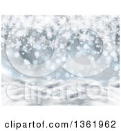 3d Christmas Or Winter Background Of Snowflakes And Bokeh Flares