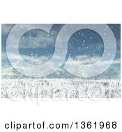 Poster, Art Print Of 3d Winter Landscape Background Of Grasses And Bare Trees In The Snow