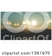 Poster, Art Print Of 3d Mountainous Lake Sunset Landscape