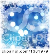 Poster, Art Print Of Blue Flare Christmas Background Bordered In White Snowflakes And Stars
