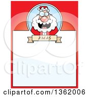 Christmas Santa On A Red Page With Text Space