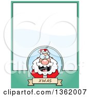 Poster, Art Print Of Christmas Santa On A Green Page With Text Space