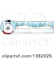 Poster, Art Print Of Snowman And Winter Landscape Christmas Banner