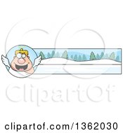 Poster, Art Print Of Chubby Male Angel And Winter Landscape Christmas Banner