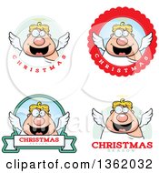 Chubby Male Angel Christmas Badges