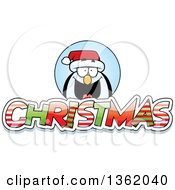 Clipart Of A Penguin Over Patterned Christmas Text Royalty Free Vector Illustration by Cory Thoman