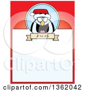 Poster, Art Print Of Christmas Penguin On A Red Page With Text Space
