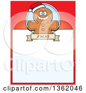 Poster, Art Print Of Gingerbread Cookie On A Red Page With Text Space