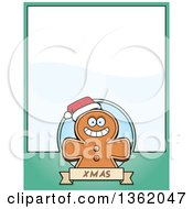 Poster, Art Print Of Gingerbread Cookie On A Green Page With Text Space