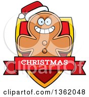 Gingerbread Cookie Man On A Shield With A Christmas Season Text Banner