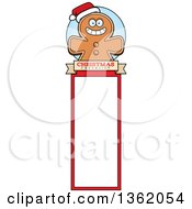 Clipart Of A Gingerbread Cookie Christmas Bookmark Design Royalty Free Vector Illustration