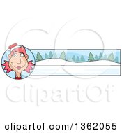 Poster, Art Print Of Female Christmas Elf And Winter Landscape Banner