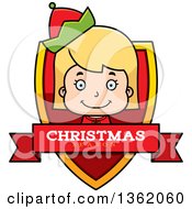 Poster, Art Print Of Girl Christmas Elf Shield With A Christmas Season Banner