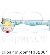 Poster, Art Print Of Girl Christmas Elf And Winter Landscape Banner