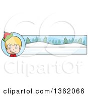 Poster, Art Print Of Boy Christmas Elf And Winter Landscape Banner