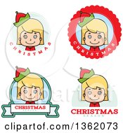 Poster, Art Print Of Girl Christmas Elf Badges
