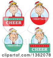 Clipart Of Male Christmas Elf Badges Royalty Free Vector Illustration