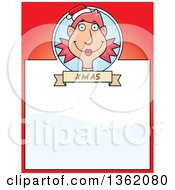 Poster, Art Print Of Female Christmas Elf And Red Page With Text Space