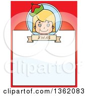 Poster, Art Print Of Girl Christmas Elf And Red Page With Text Space