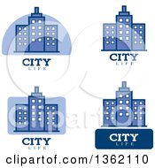 Clipart Of Blue And White City Life Icons Royalty Free Vector Illustration by Cory Thoman