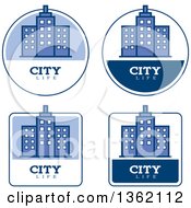 Poster, Art Print Of Blue And White City Life Icons