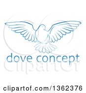 Poster, Art Print Of Gradient Blue Dove Flying Over Sample Text