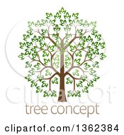 Clipart Of A Lush Tree With A Brown Trunk And Green Leaves Over Sample Text Royalty Free Vector Illustration