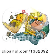 Clipart Of A Cartoon White Male Backhoe Operator Construction Worker Wearing A Helmet Lamp Royalty Free Vector Illustration by Clip Art Mascots #COLLC1362392-0189