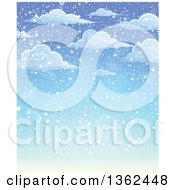 Poster, Art Print Of Background Of Snow Falling From Clouds Over Blue Sky