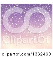Clipart Of A Background Of Snow Falling Over Gradient Purple Sky Royalty Free Vector Illustration