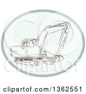 Sketched Mechanical Excavator In An Oval