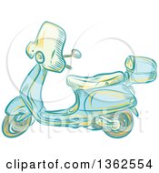 Poster, Art Print Of Retro Etched Or Engaved Styled Scooter