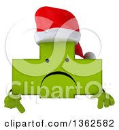 Clipart Of A 3d Unhappy Green Christmas Naturopathic Cross Character Pointing Down Over A Sign On A White Background Royalty Free Illustration