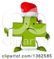 Clipart Of A 3d Unhappy Green Christmas Naturopathic Cross Character Giving A Thumb Down On A White Background Royalty Free Illustration
