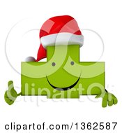 Clipart Of A 3d Happy Green Christmas Naturopathic Cross Character Giving A Thumb Up Over A Sign On A White Background Royalty Free Illustration