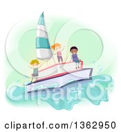 Poster, Art Print Of Sailboat Made Of Books And Children On It