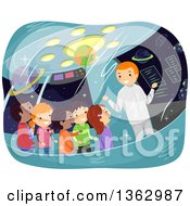 Poster, Art Print Of Man Giving A Tour To School Children On A Space Ship