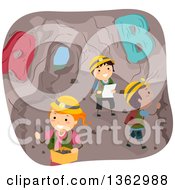 Poster, Art Print Of School Children In A Cave With Alphabet Letters