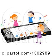 Poster, Art Print Of Children Playing On A Giant Keyboard That Plays Animal Sounds