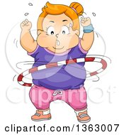 Poster, Art Print Of Chubby Determined Red Haired White Girl Exercising With A Hula Hoop