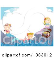Clipart Of A Group Of Female Mermaids With Treasure With Text Space On A Cloud Royalty Free Vector Illustration