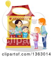 Poster, Art Print Of Mother And Daughter Purchasing Candy From A Booth