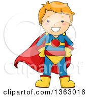 Poster, Art Print Of Happy Red Haired Caucasian Super Hero Boy